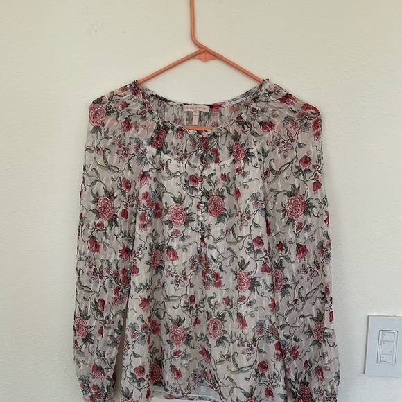 Rebecca Taylor Ruby Floral Silk Blend Boho Blouse | Size 8 | Romantic Fall Style - Picture 1 of 9